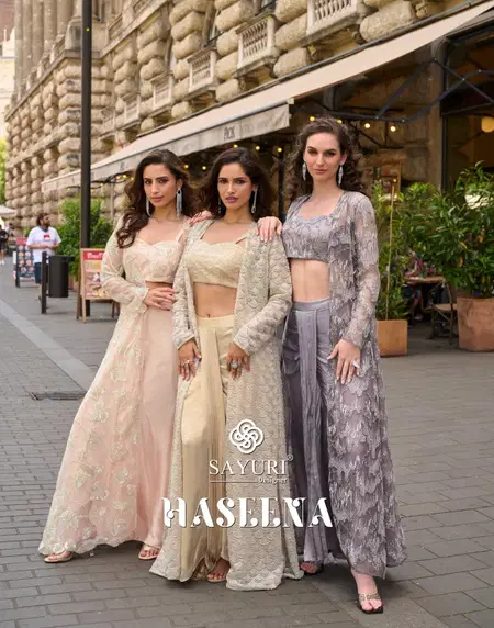 Haseena By Sayuri Real French Crep Silk Designer Indo Western Exporters In India
